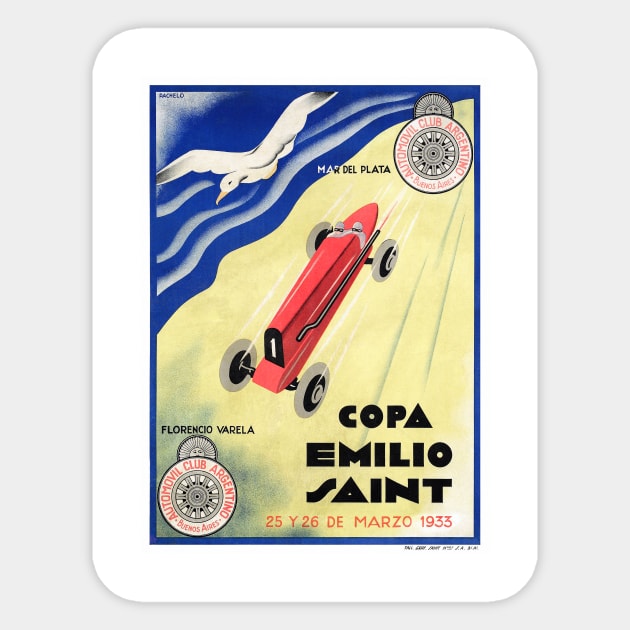 Vintage Travel Poster Argentina Copa Emilio Saint Sticker by vintagetreasure